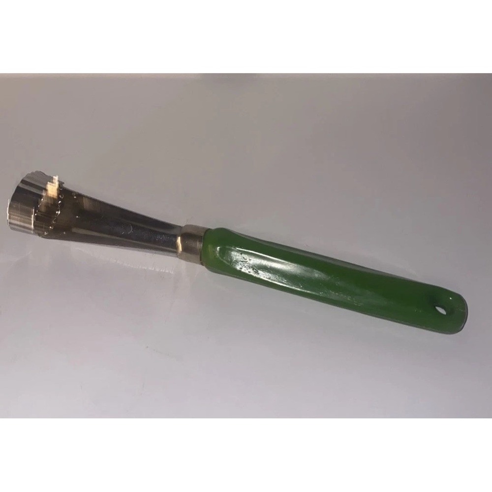 Vtg Apple Corer Kitchen Utensil Olive Green Plastic Handle Made Hong Kong